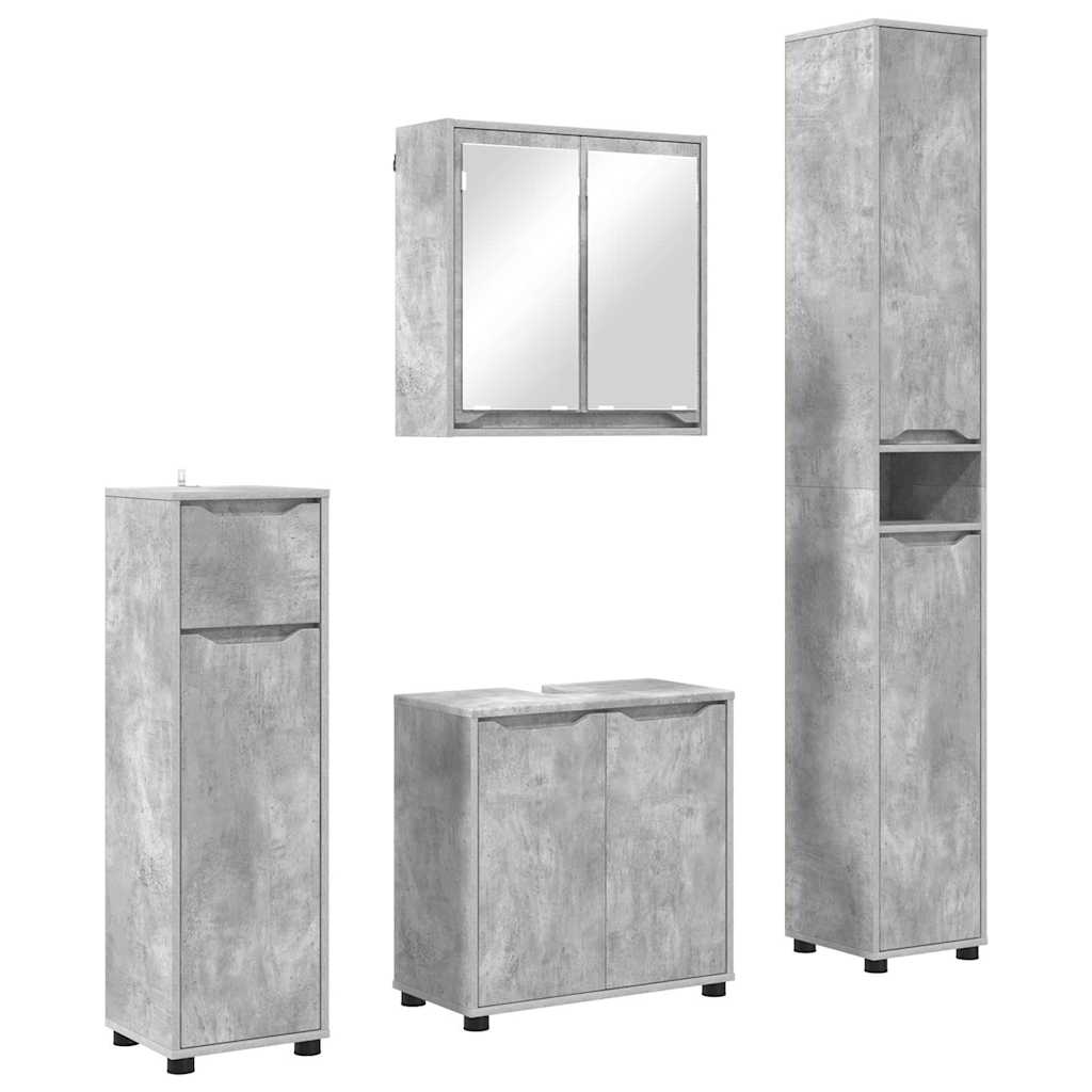 Badezimmermöbel-Set mit Regal 4 pcs Beton Grau Holzwerkstoff