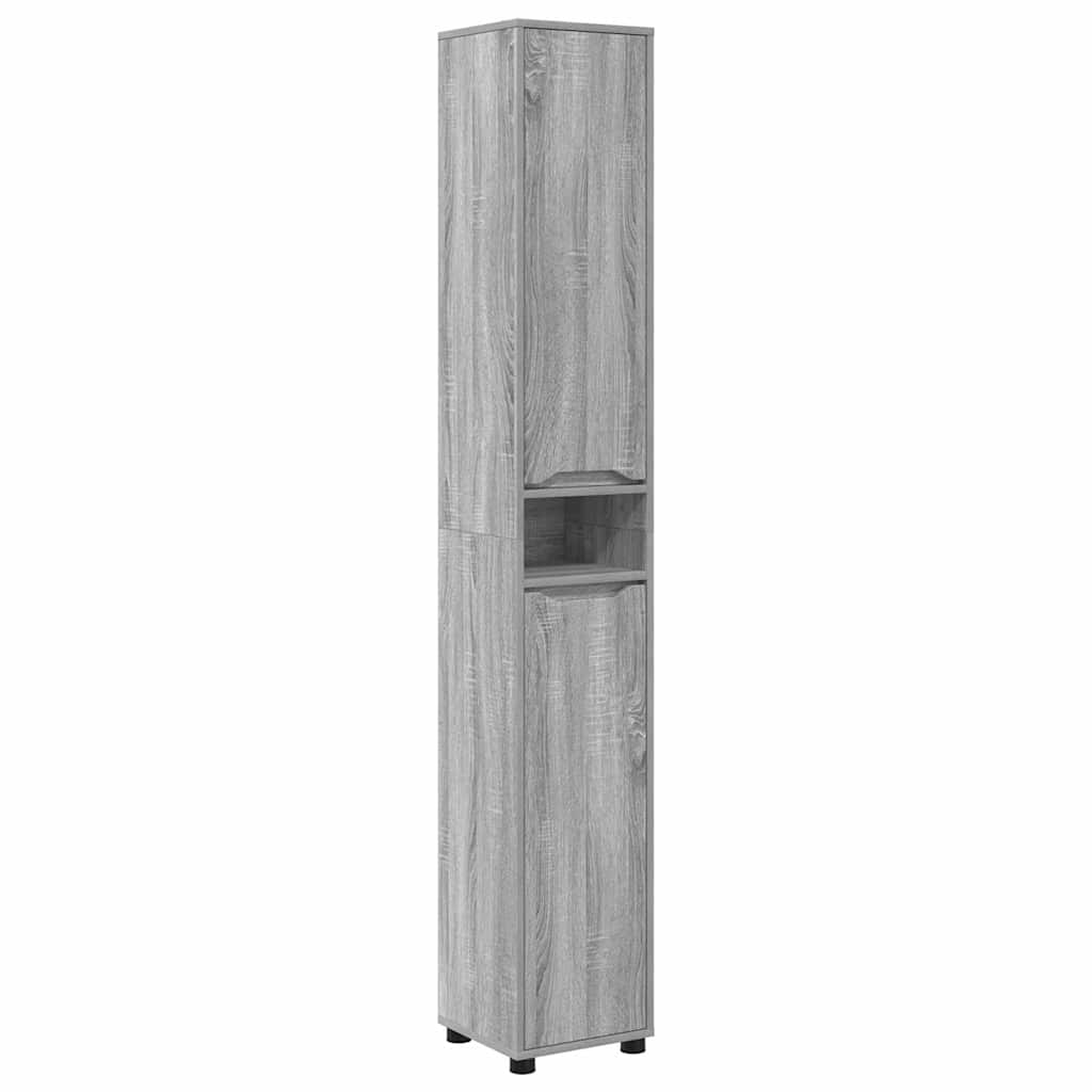 Badezimmermöbel-Set mit Regal 4 pcs Graues Sonoma Holzwerkstoff