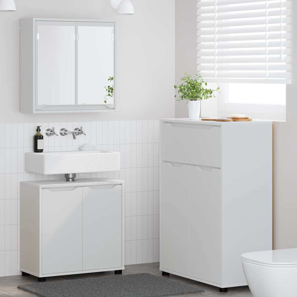 Badezimmermöbel-Set mit Schubladen 3 pcs Weiß Holzwerkstoff