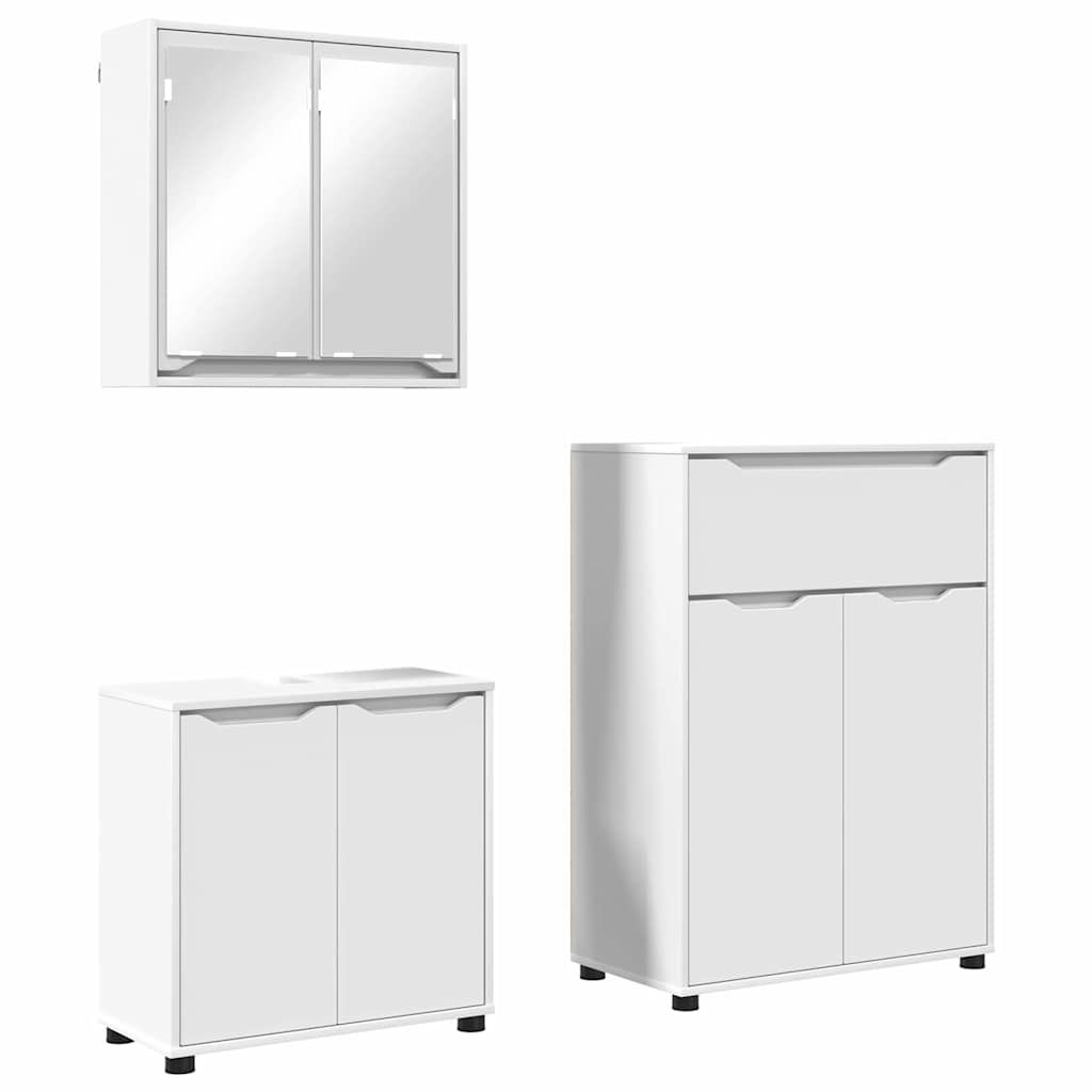 Badezimmermöbel-Set mit Schubladen 3 pcs Weiß Holzwerkstoff
