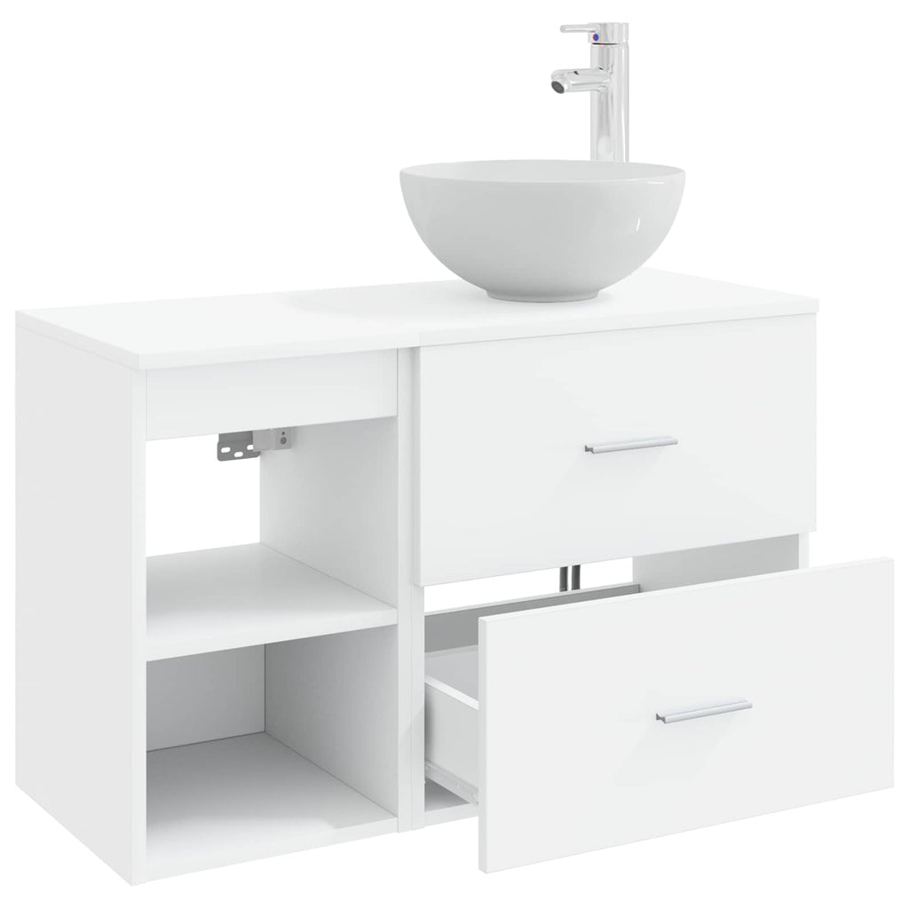 Badezimmermöbel-Set 2 pcs Weiß Holzwerkstoff