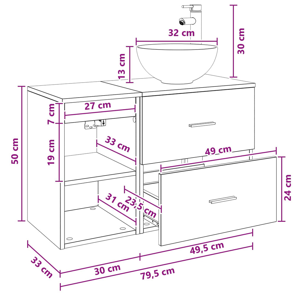 Badezimmermöbel-Set 2 pcs Weiß Holzwerkstoff