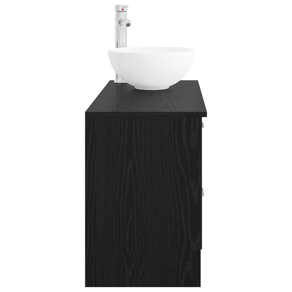 Badezimmermöbel-Set 2 pcs Schwarze Eiche Holzwerkstoff