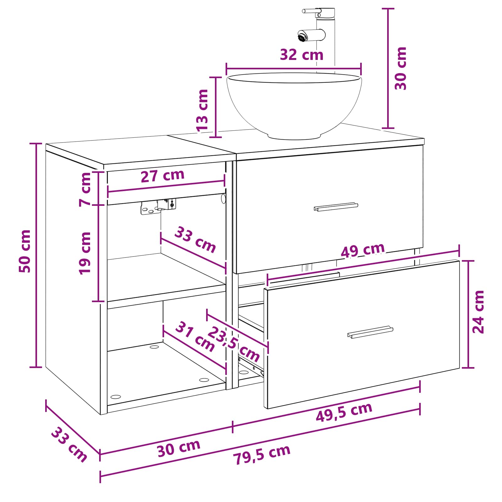 Badezimmermöbel-Set 2 pcs Schwarze Eiche Holzwerkstoff