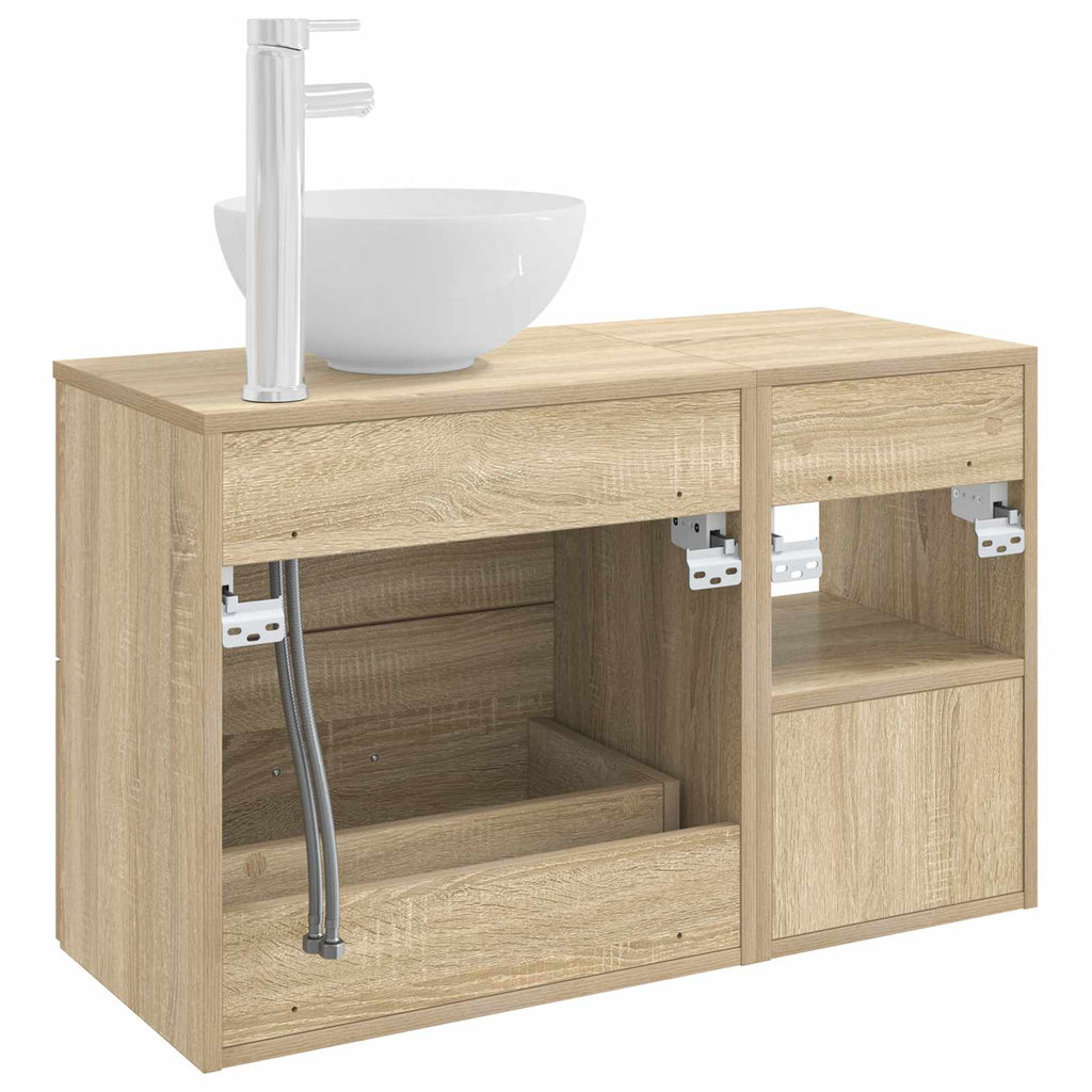 Badezimmermöbel-Set 2 pcs Sonoma-Eiche Holzwerkstoff