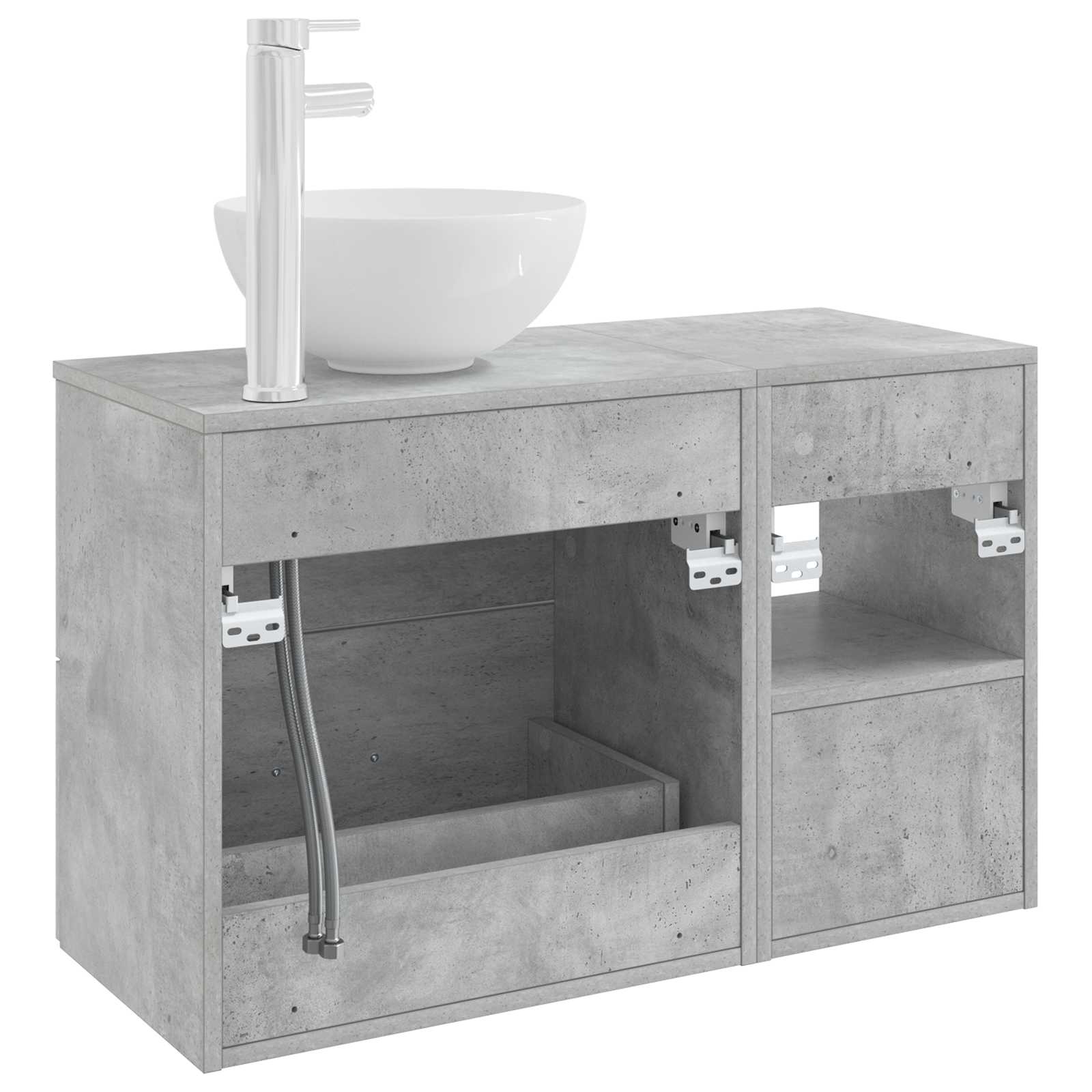 Badezimmermöbel-Set 2 pcs Betongrau Holzwerkstoff
