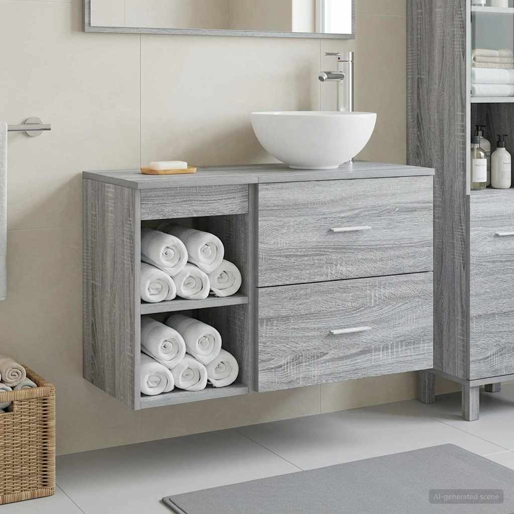 Badezimmermöbel-Set 2 pcs Grau Sonoma Holzwerkstoff