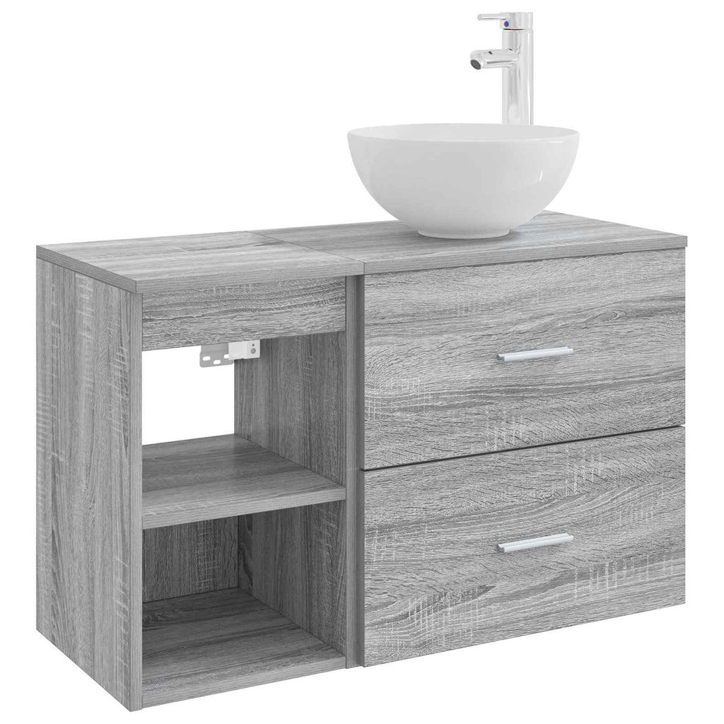 Badezimmermöbel-Set 2 pcs Grau Sonoma Holzwerkstoff