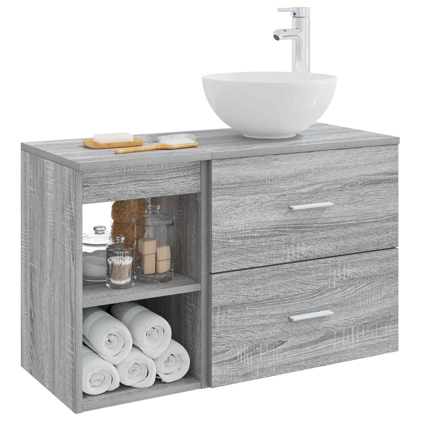 Badezimmermöbel-Set 2 pcs Grau Sonoma Holzwerkstoff