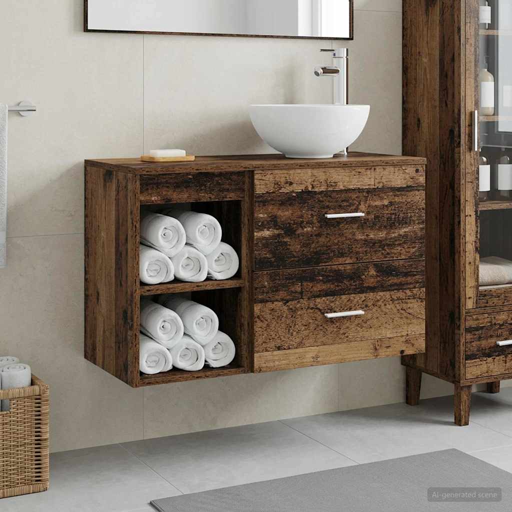 Badezimmermöbel-Set 2 pcs Altholz Holzwerkstoff
