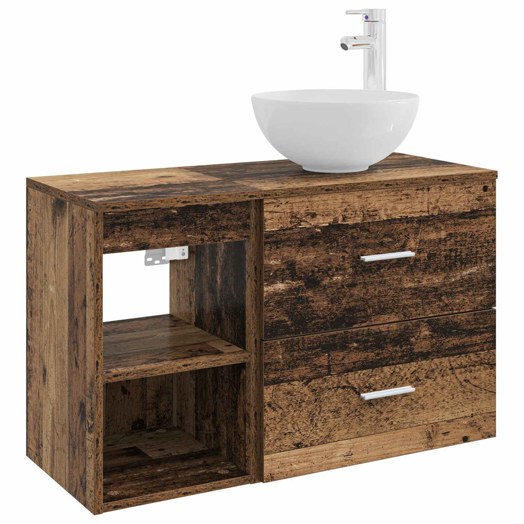 Badezimmermöbel-Set 2 pcs Altholz Holzwerkstoff