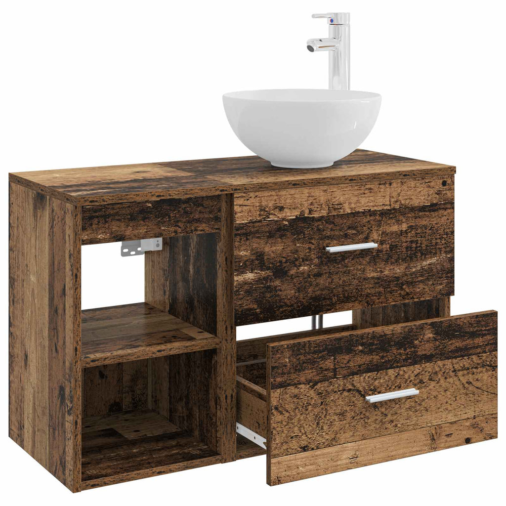 Badezimmermöbel-Set 2 pcs Altholz Holzwerkstoff
