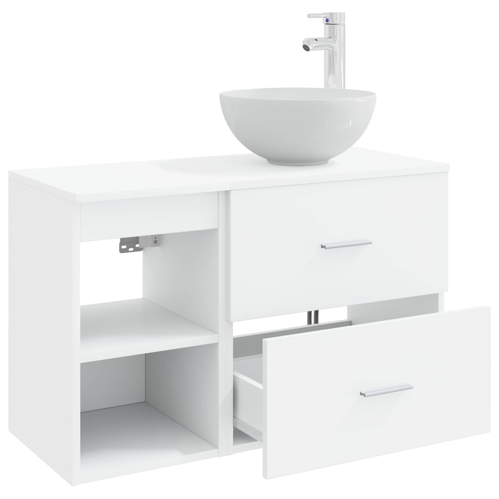 Badezimmermöbel-Set 2 pcs Weiß Holzwerkstoff