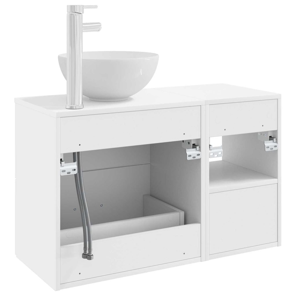 Badezimmermöbel-Set 2 pcs Weiß Holzwerkstoff