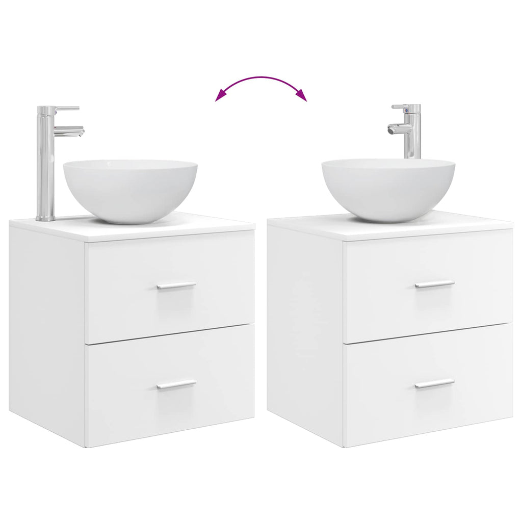 Badezimmermöbel-Set 2 pcs Weiß Holzwerkstoff
