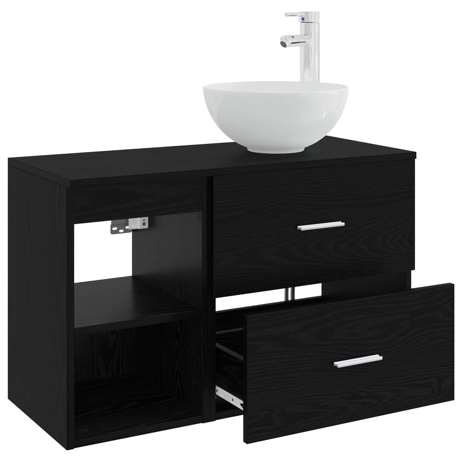 Badezimmermöbel-Set 2 pcs Schwarze Eiche Holzwerkstoff
