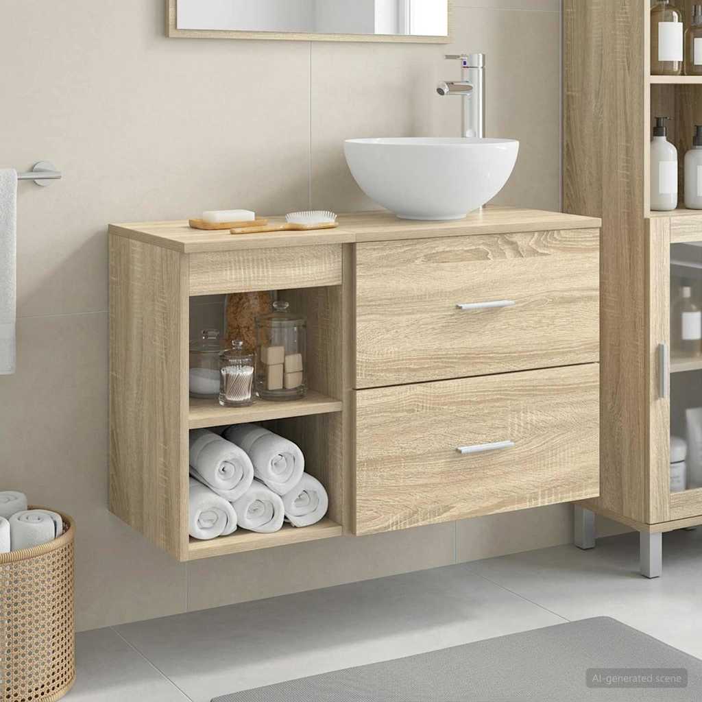 Badezimmermöbel-Set 2 pcs Sonoma-Eiche Holzwerkstoff