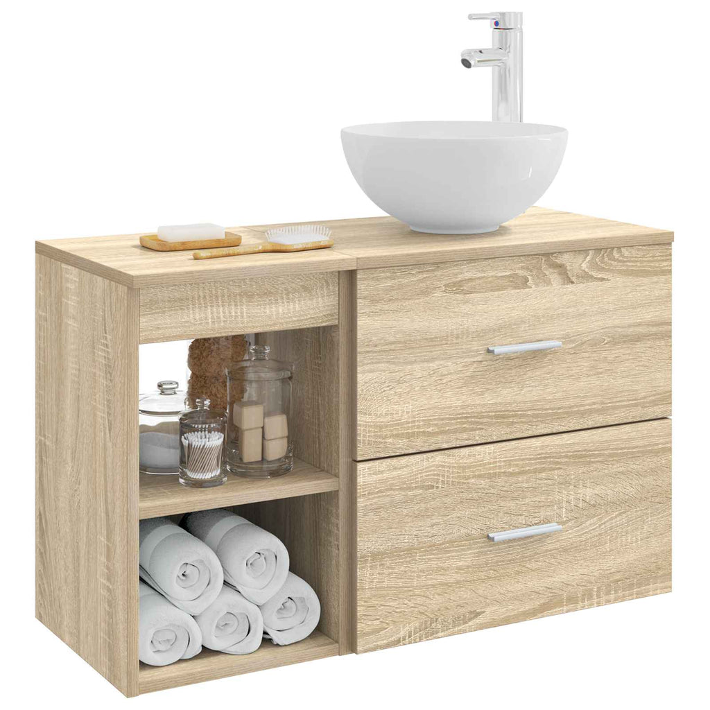 Badezimmermöbel-Set 2 pcs Sonoma-Eiche Holzwerkstoff