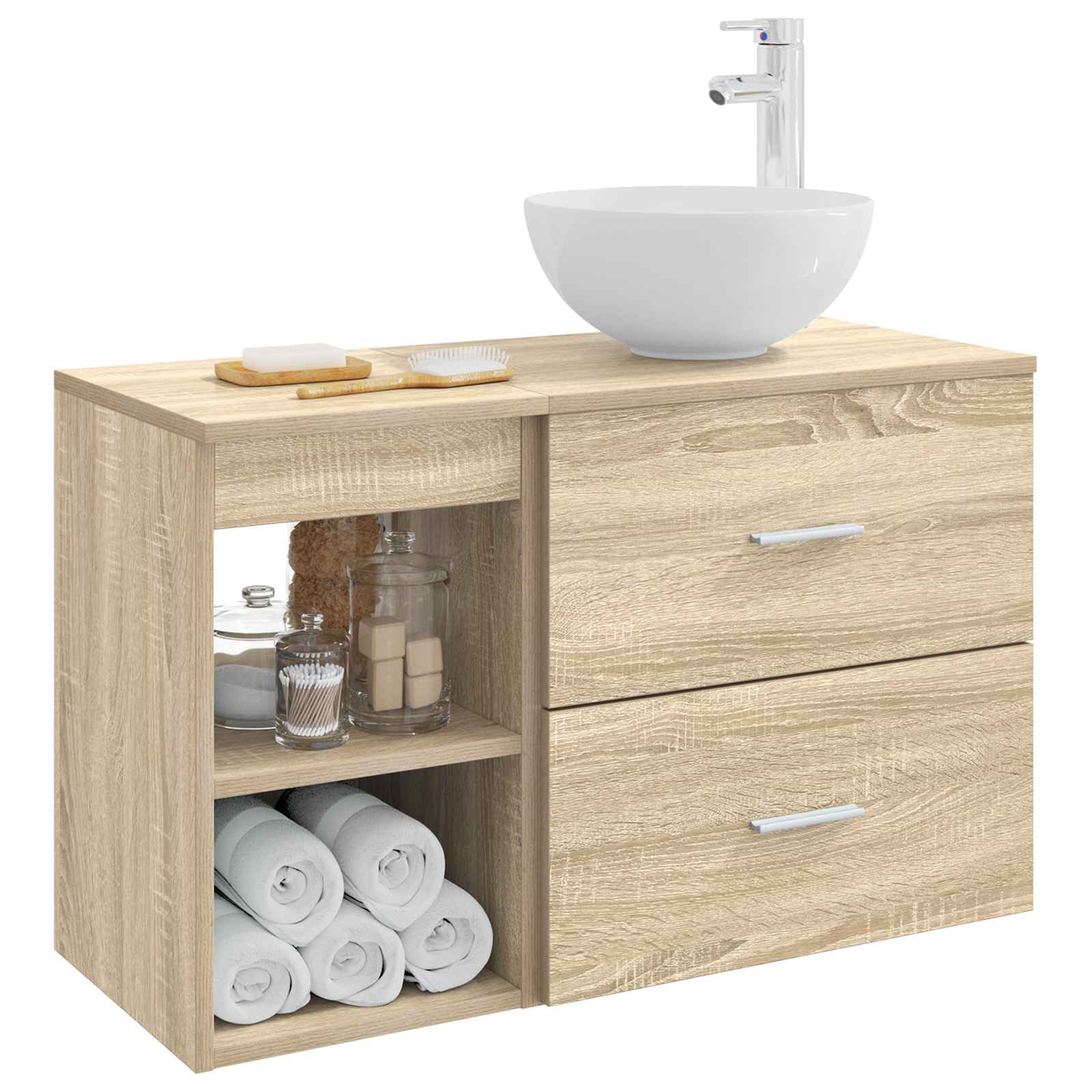 Badezimmermöbel-Set 2 pcs Sonoma-Eiche Holzwerkstoff
