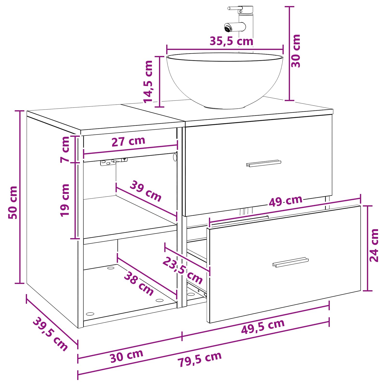Badezimmermöbel-Set 2 pcs Sonoma-Eiche Holzwerkstoff