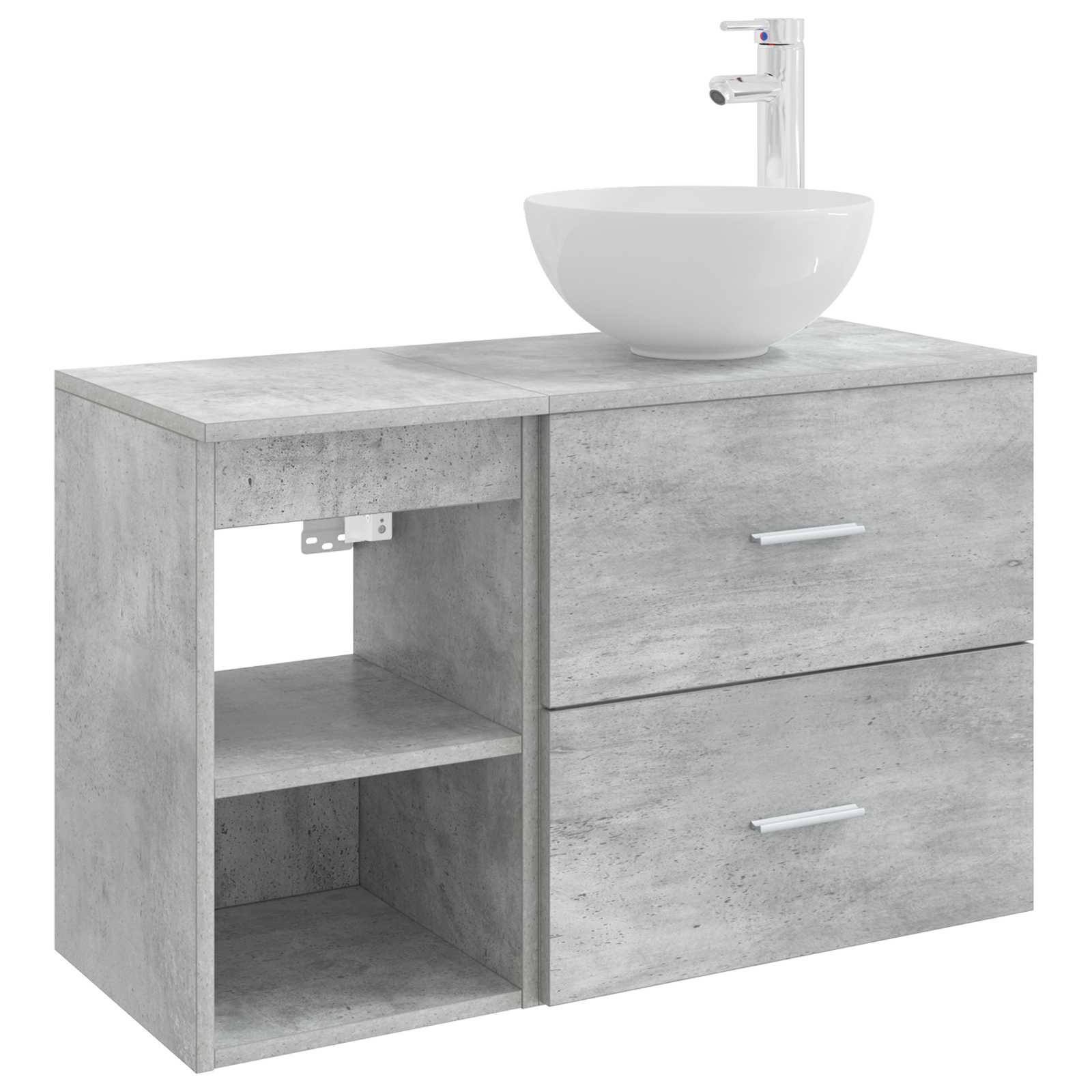 Badezimmermöbel-Set 2 pcs Betongrau Holzwerkstoff