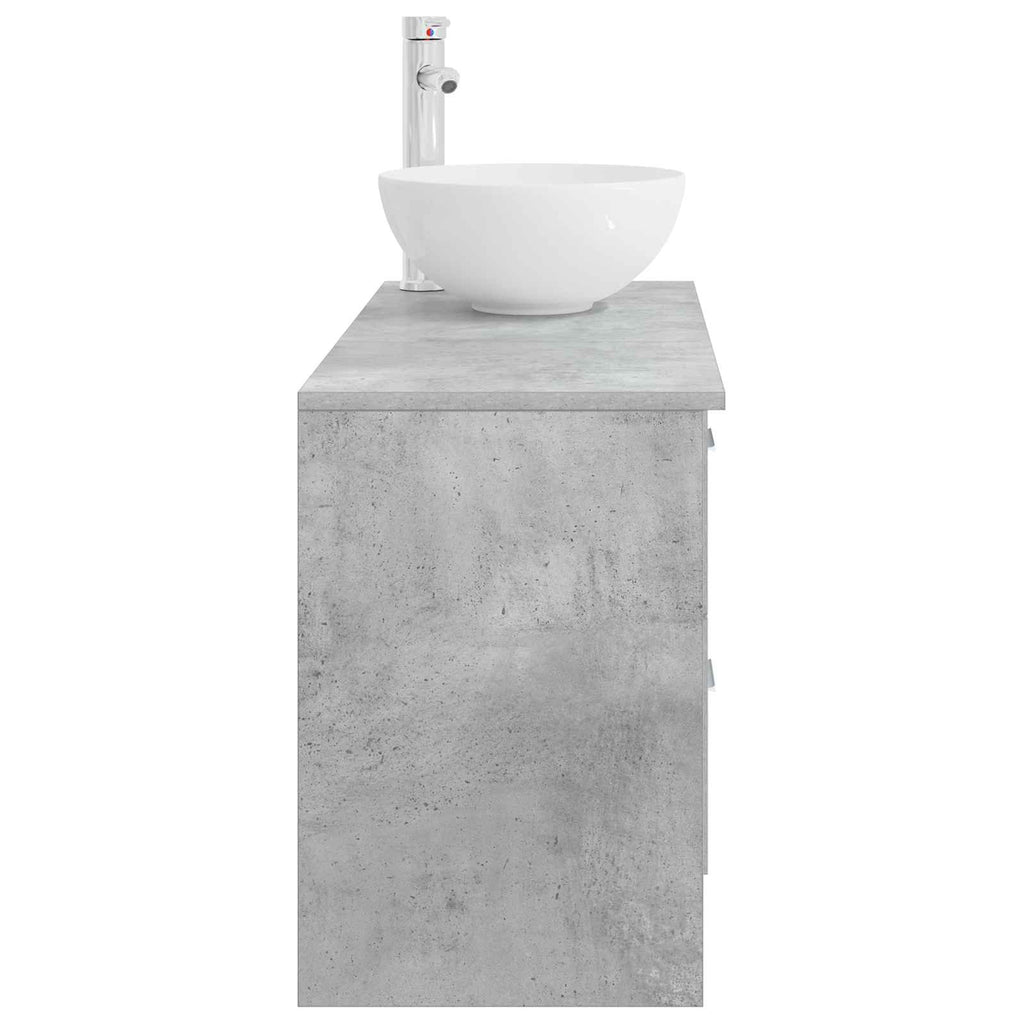 Badezimmermöbel-Set 2 pcs Betongrau Holzwerkstoff