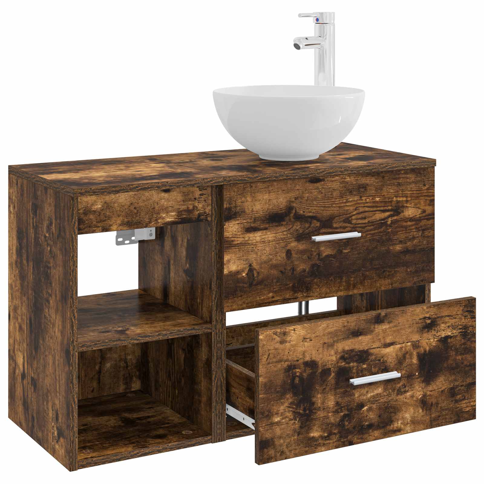 Badezimmermöbel-Set 2 pcs Geräucherte Eiche Holzwerkstoff