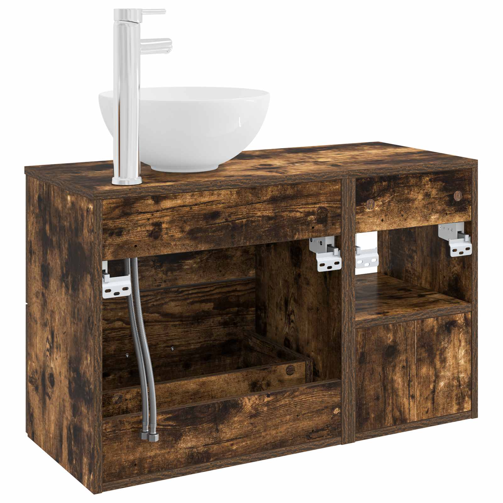 Badezimmermöbel-Set 2 pcs Geräucherte Eiche Holzwerkstoff