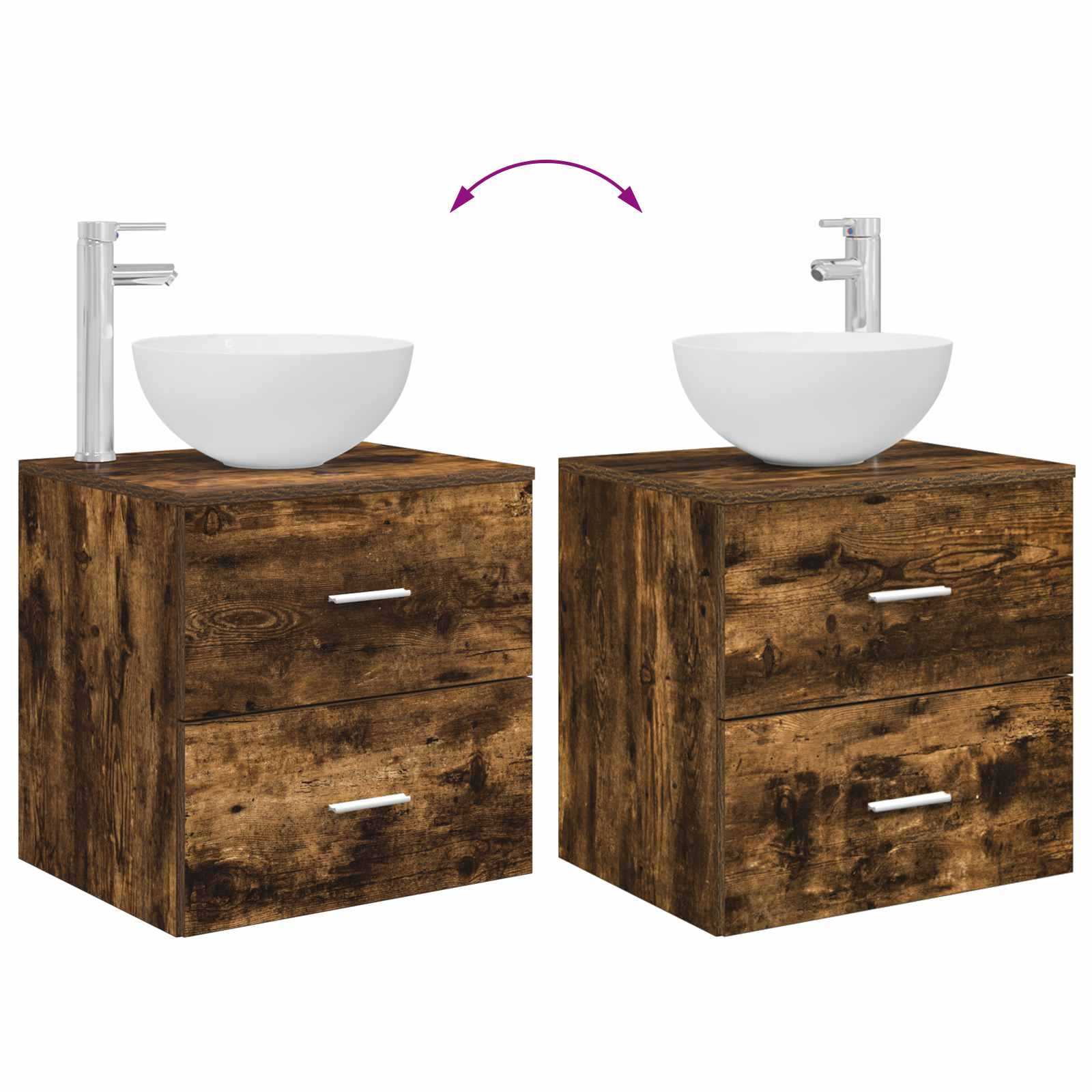 Badezimmermöbel-Set 2 pcs Geräucherte Eiche Holzwerkstoff