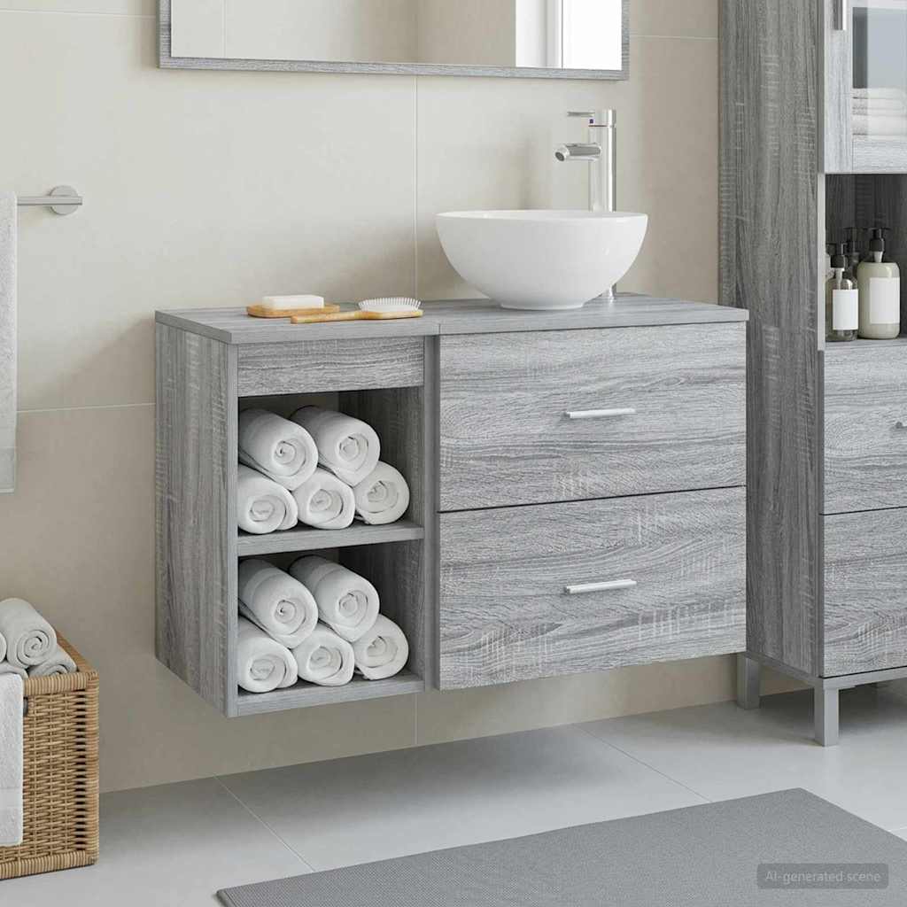 Badezimmermöbel-Set 2 pcs Grau Sonoma Holzwerkstoff