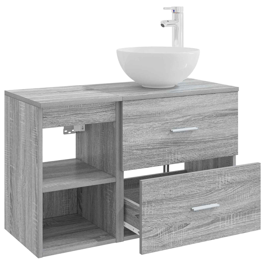 Badezimmermöbel-Set 2 pcs Grau Sonoma Holzwerkstoff