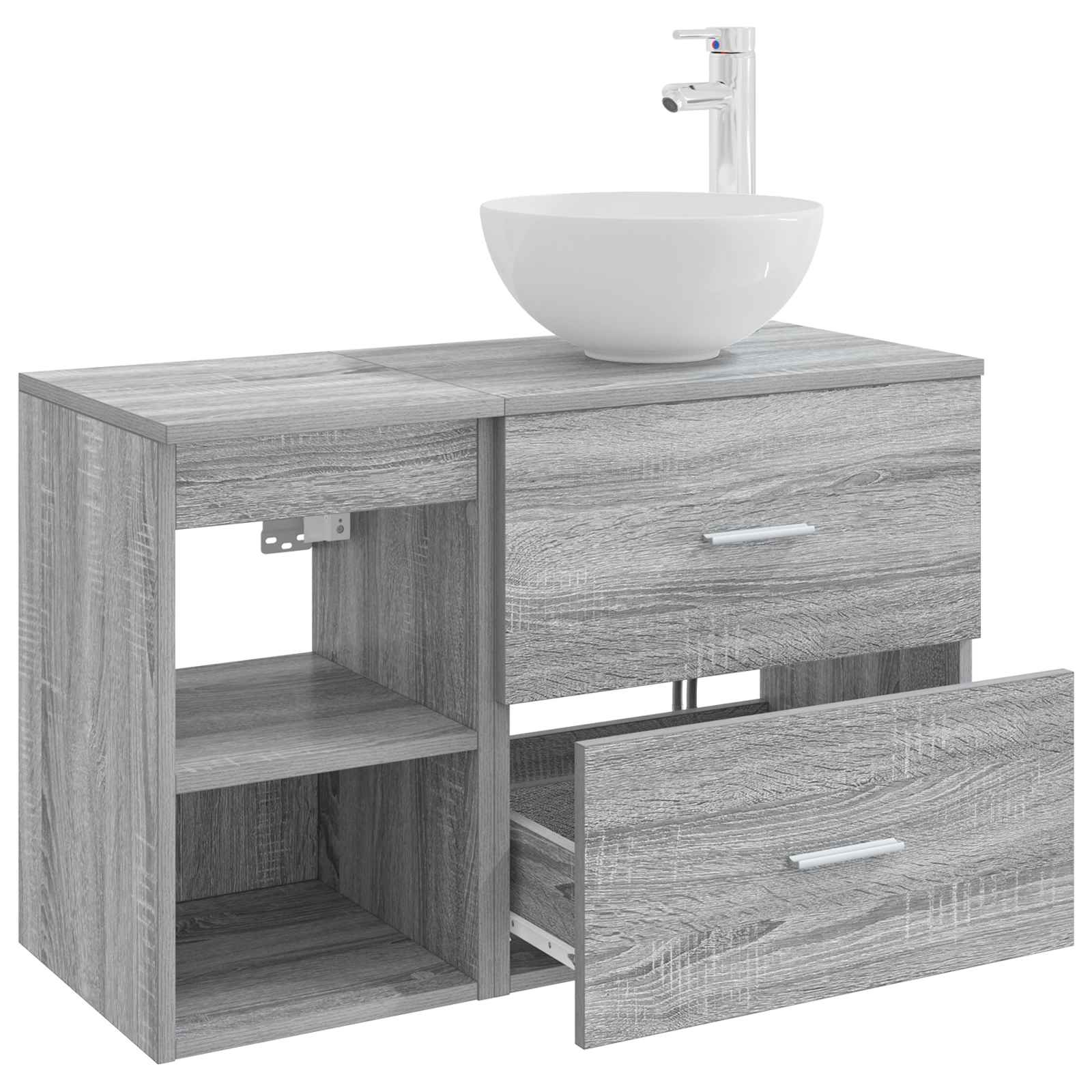 Badezimmermöbel-Set 2 pcs Grau Sonoma Holzwerkstoff