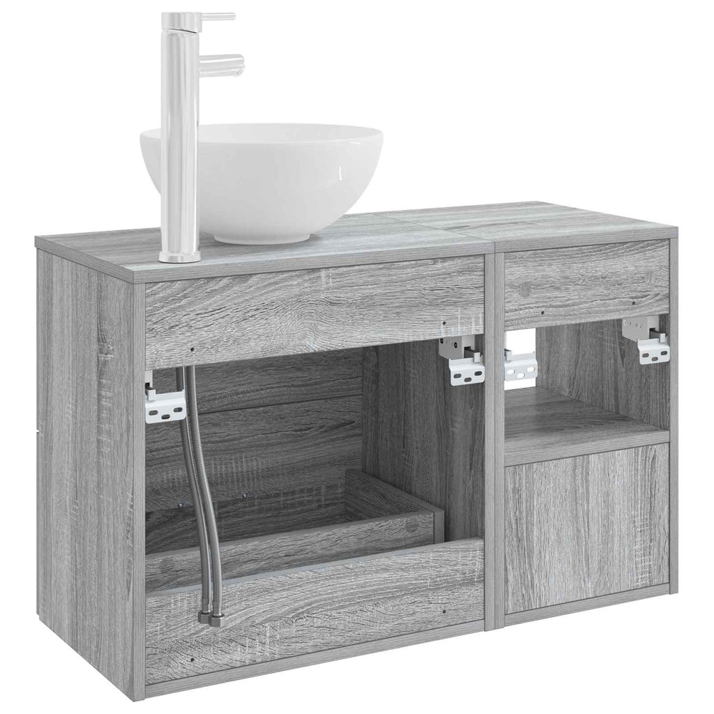 Badezimmermöbel-Set 2 pcs Grau Sonoma Holzwerkstoff