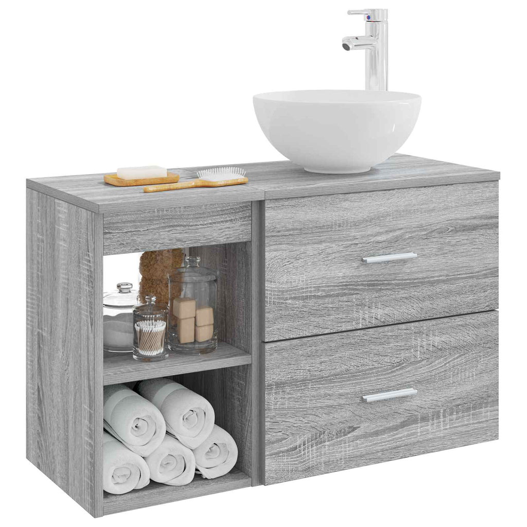Badezimmermöbel-Set 2 pcs Grau Sonoma Holzwerkstoff