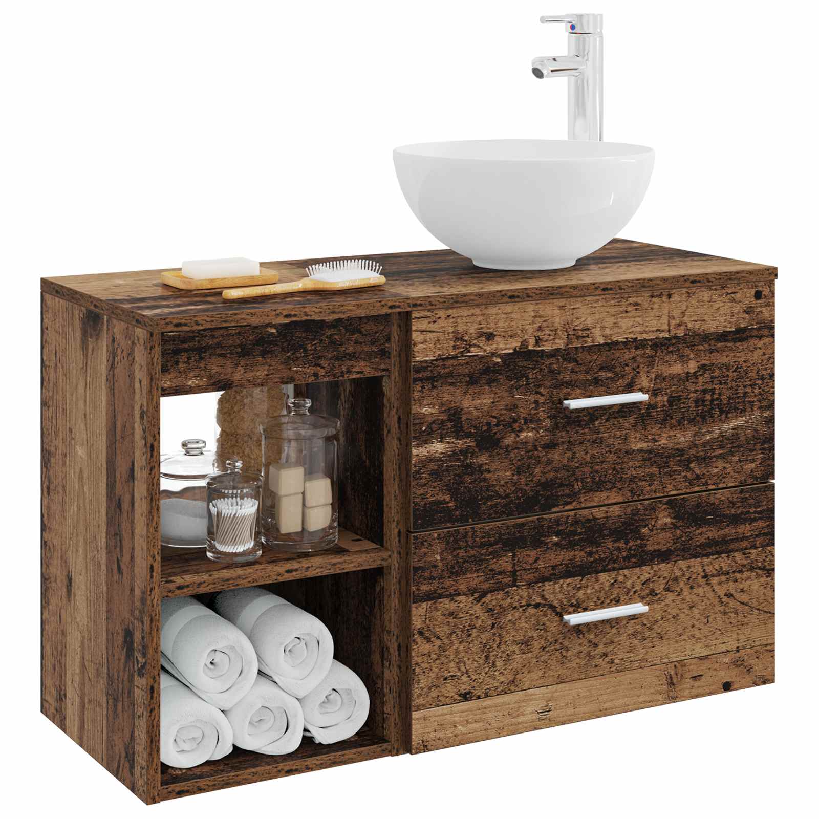 Badezimmermöbel-Set 2 pcs Altholz Holzwerkstoff