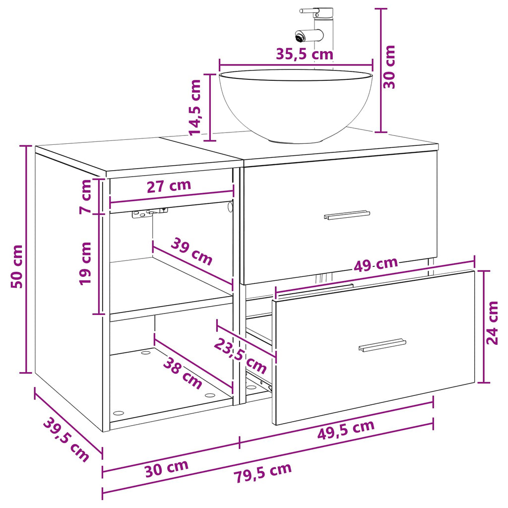 Badezimmermöbel-Set 2 pcs Altholz Holzwerkstoff