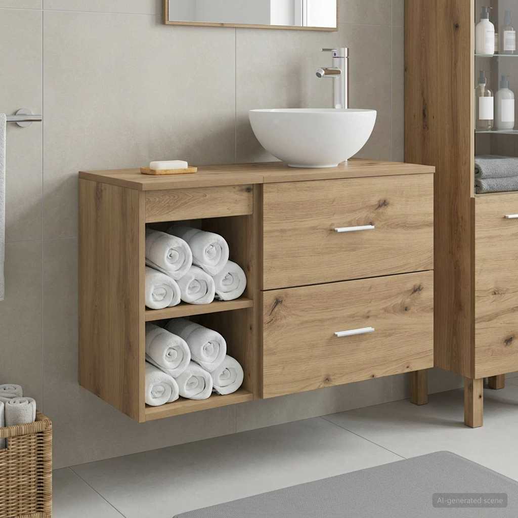 Badezimmermöbel-Set 2 pcs Artisan-Eiche Holzwerkstoff