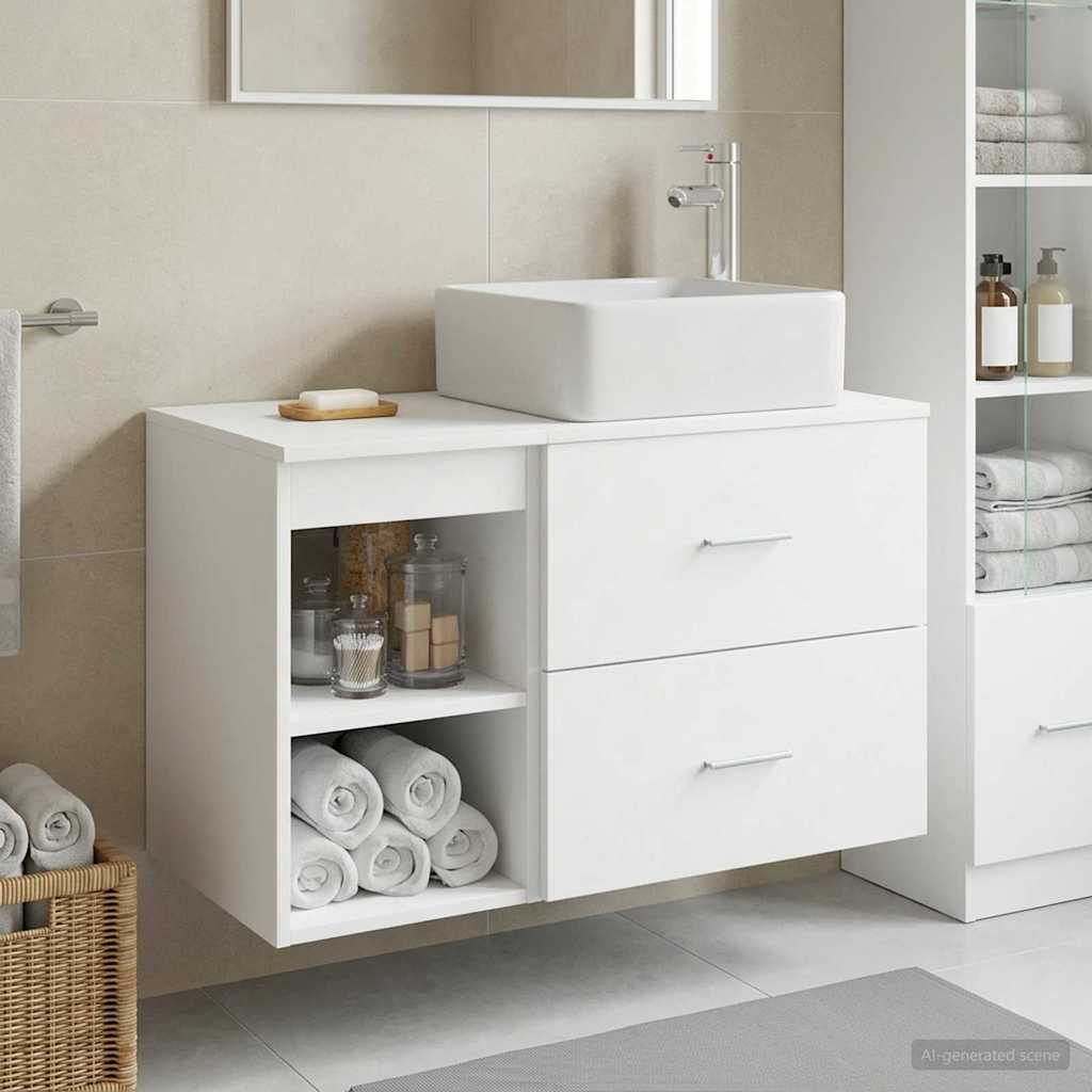 Badezimmermöbel-Set 2 pcs Weiß Holzwerkstoff