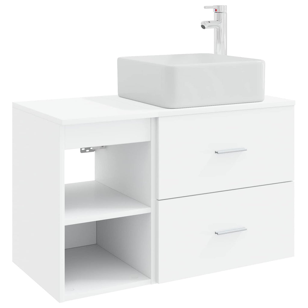 Badezimmermöbel-Set 2 pcs Weiß Holzwerkstoff