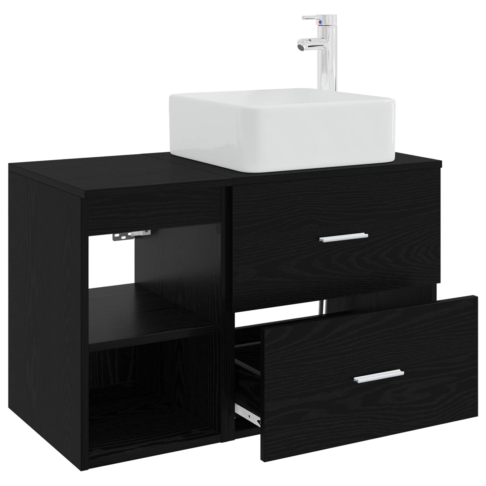 Badezimmermöbel-Set 2 pcs Schwarze Eiche Holzwerkstoff