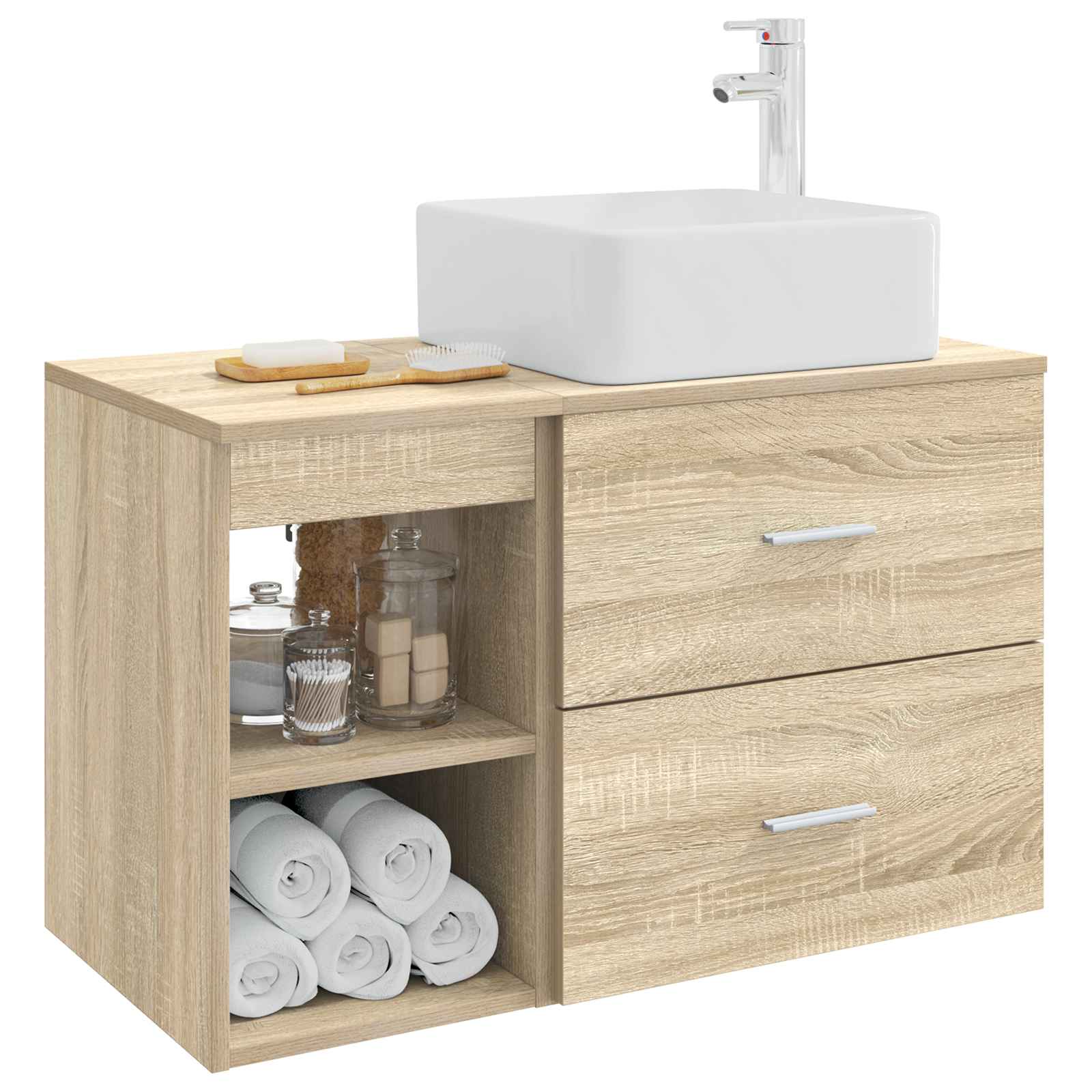 Badezimmermöbel-Set 2 pcs Sonoma-Eiche Holzwerkstoff