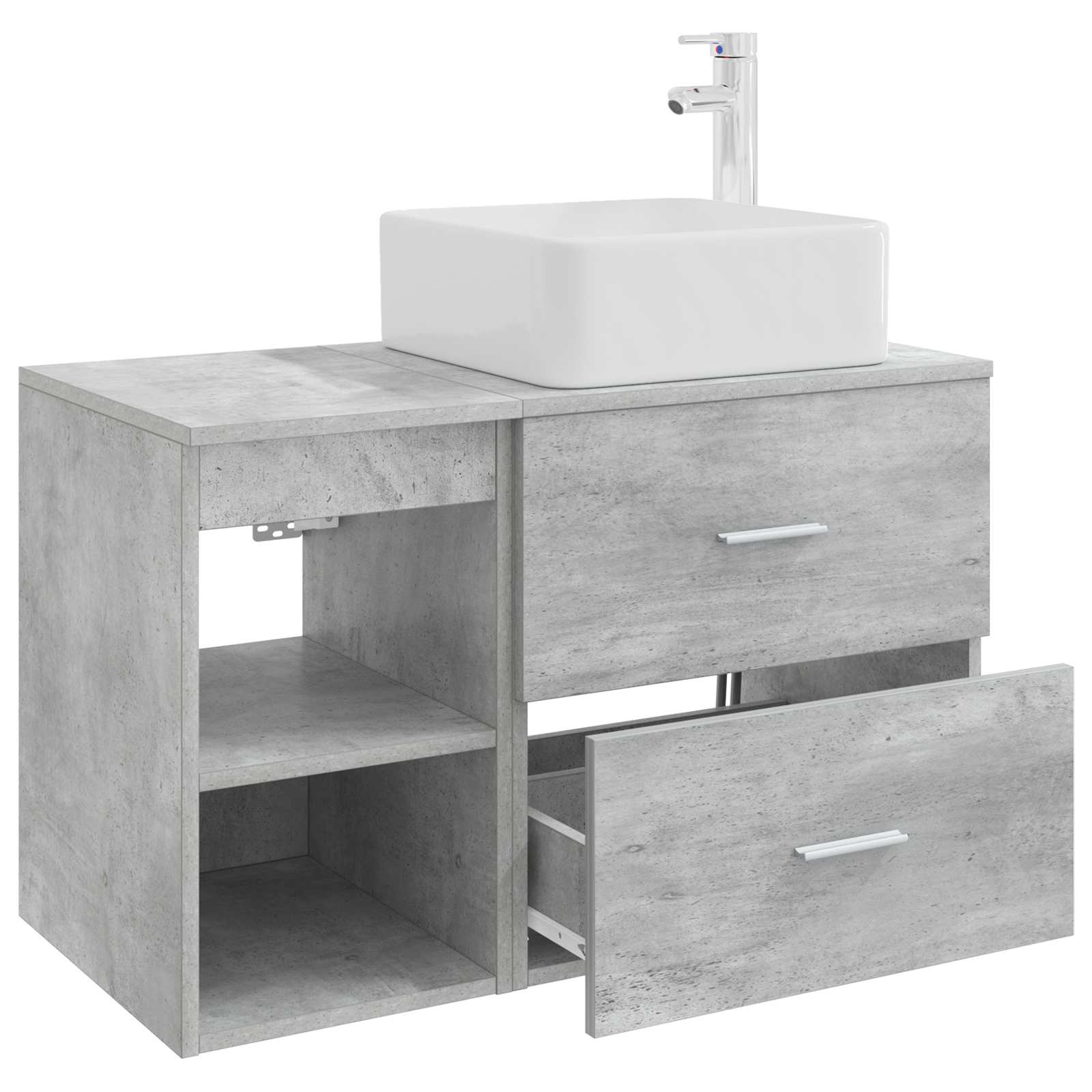Badezimmermöbel-Set 2 pcs Betongrau Holzwerkstoff