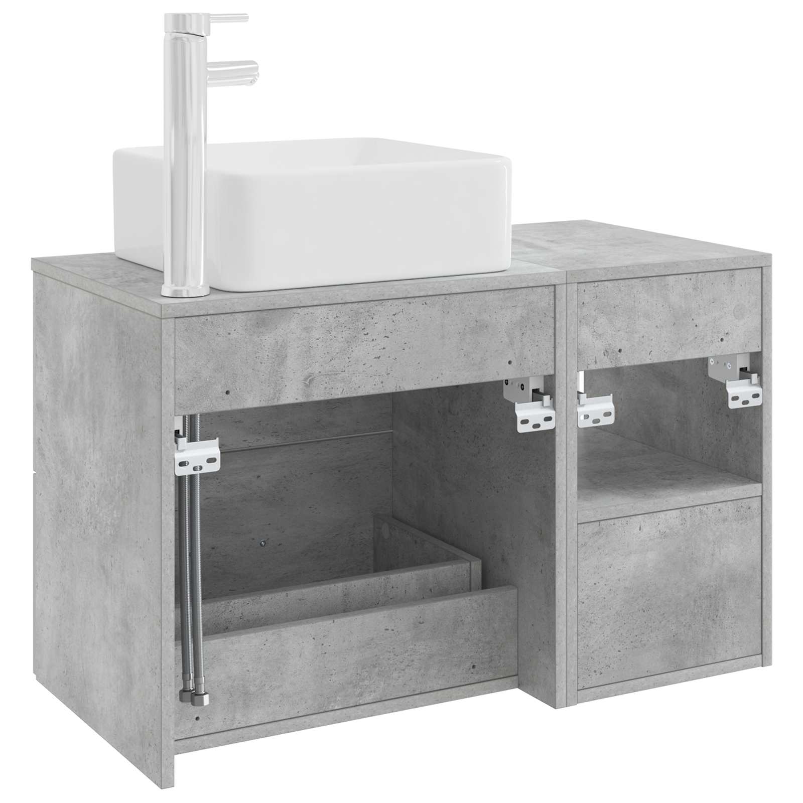 Badezimmermöbel-Set 2 pcs Betongrau Holzwerkstoff