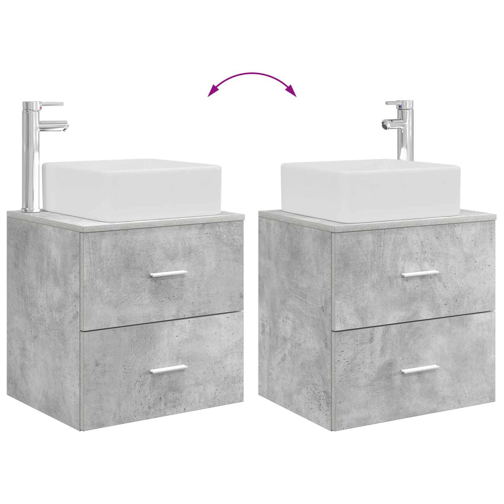 Badezimmermöbel-Set 2 pcs Betongrau Holzwerkstoff