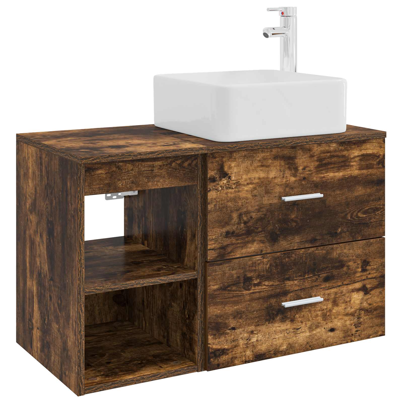 Badezimmermöbel-Set 2 pcs Geräucherte Eiche Holzwerkstoff