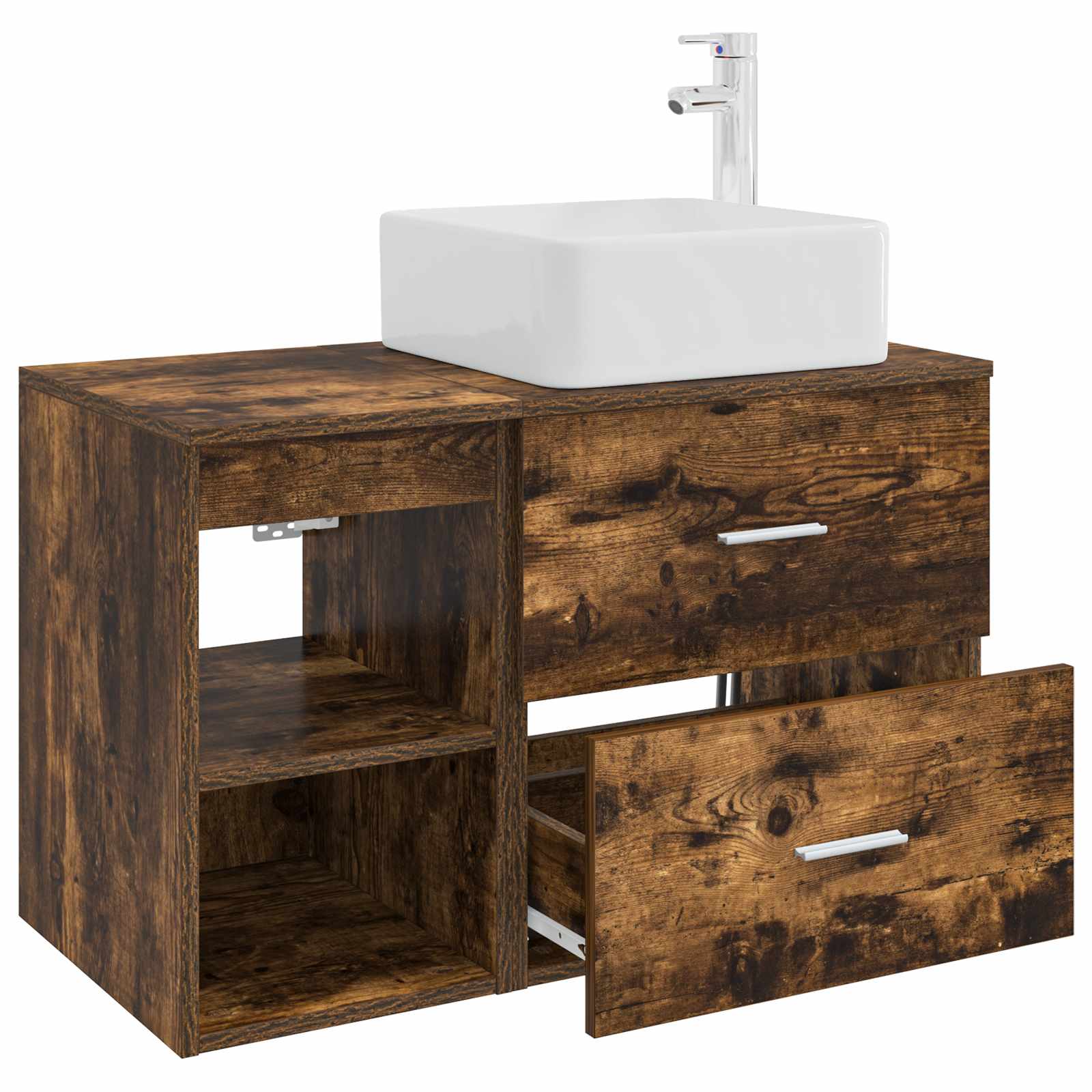 Badezimmermöbel-Set 2 pcs Geräucherte Eiche Holzwerkstoff