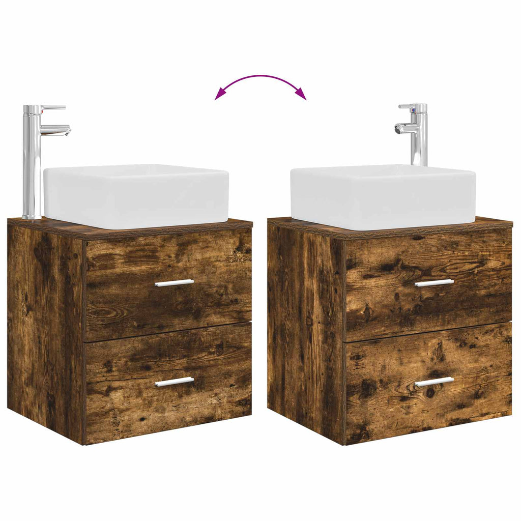 Badezimmermöbel-Set 2 pcs Geräucherte Eiche Holzwerkstoff