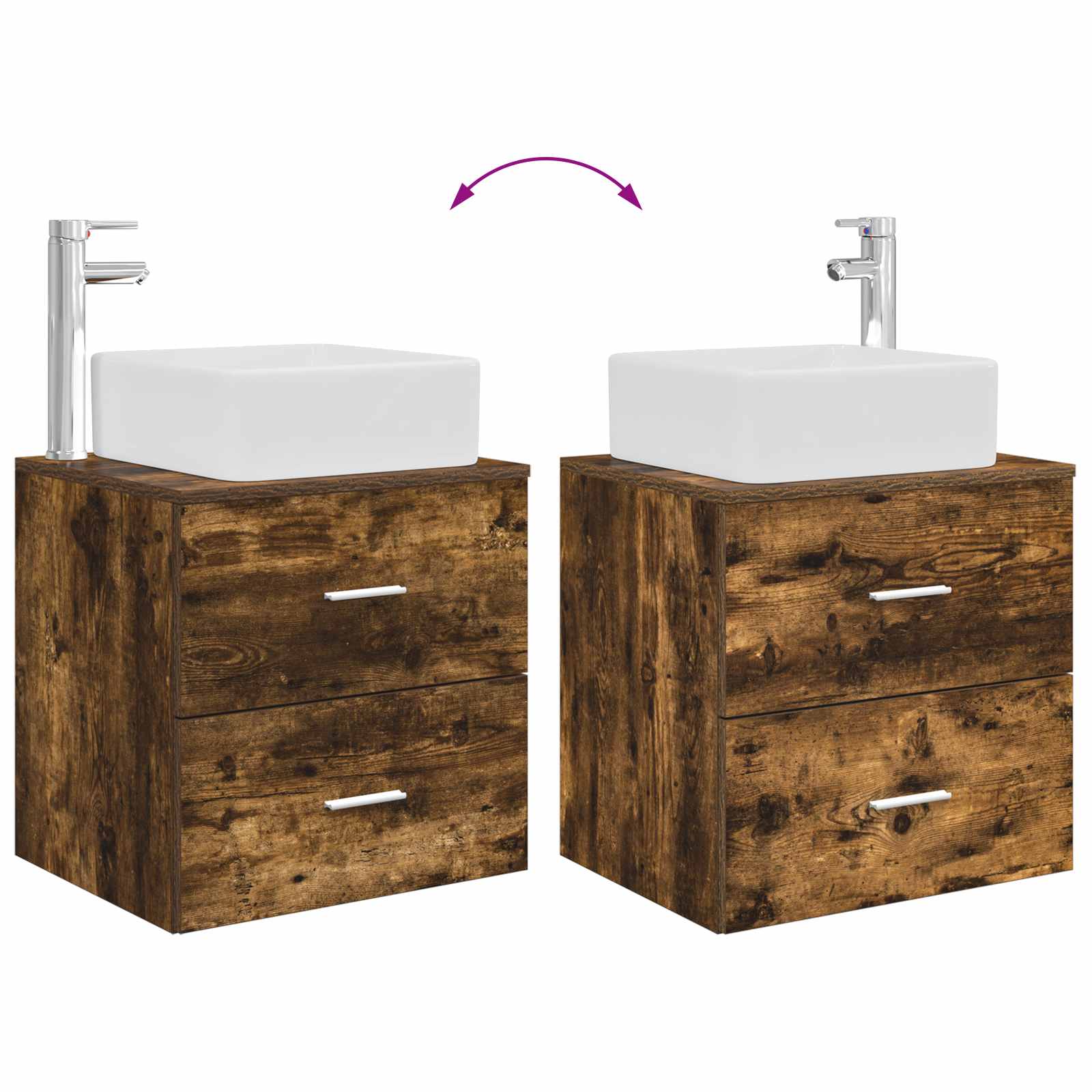 Badezimmermöbel-Set 2 pcs Geräucherte Eiche Holzwerkstoff