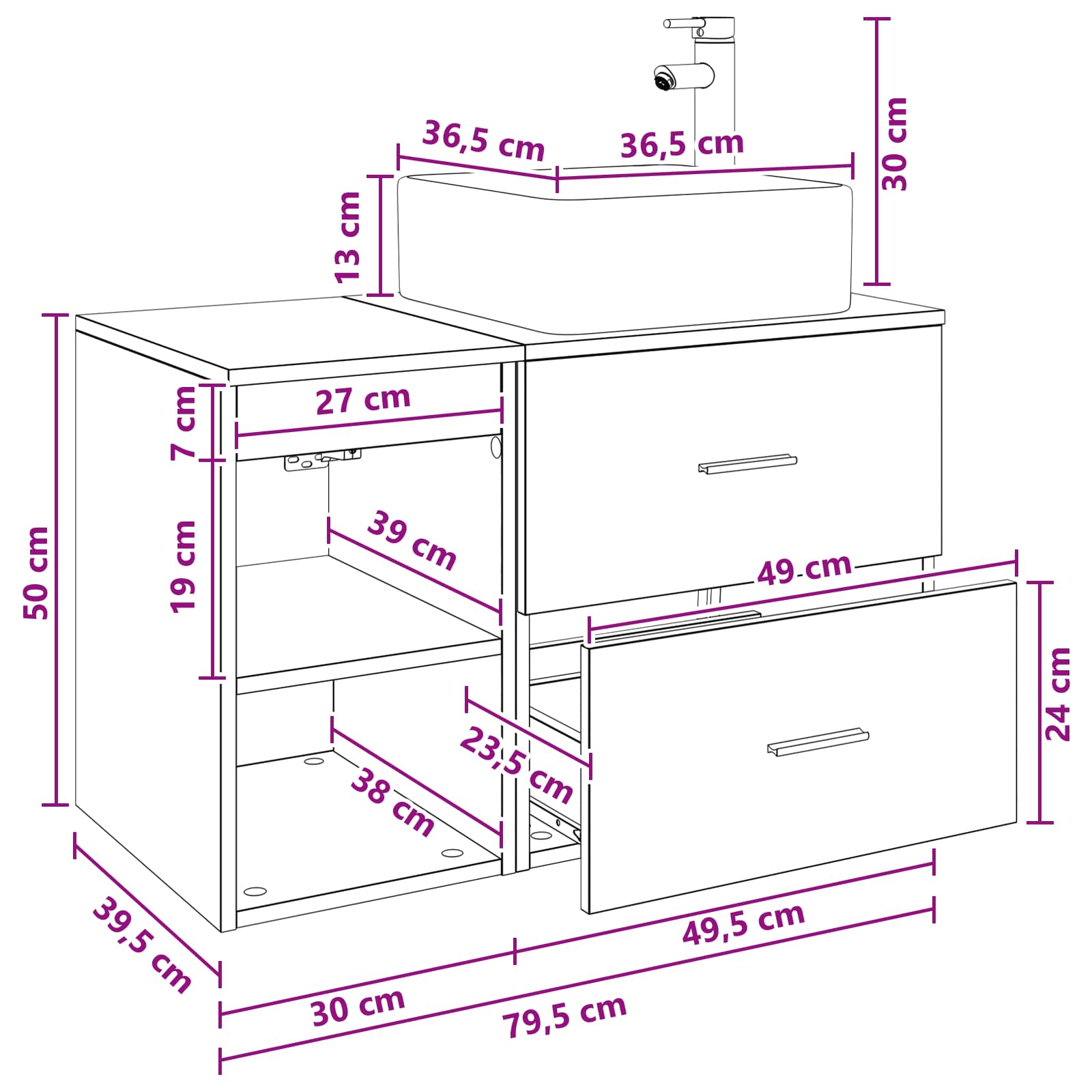 Badezimmermöbel-Set 2 pcs Geräucherte Eiche Holzwerkstoff
