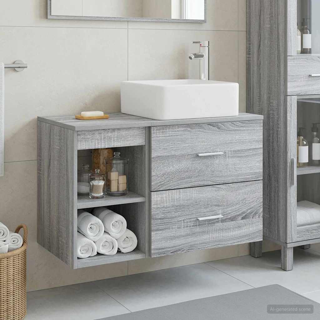 Badezimmermöbel-Set 2 pcs Grau Sonoma Holzwerkstoff